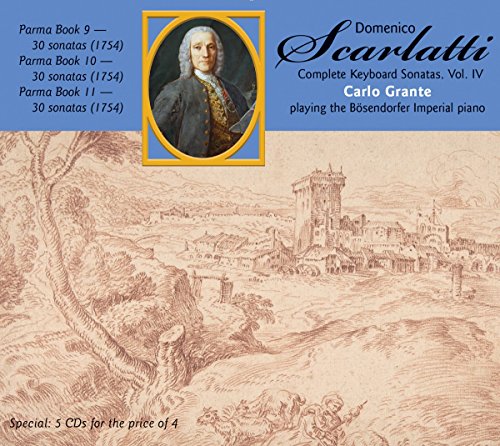 CD cover featuring a portrait of Scarlatti above a sepia landscape drawing.