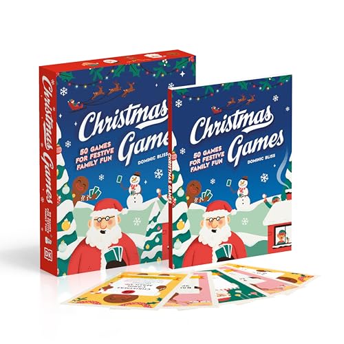 Blue Christmas Games box with Santa illustration and scattered cards.