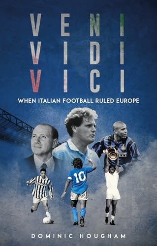 Book cover featuring Italian football figures and players on a blue textured background.
