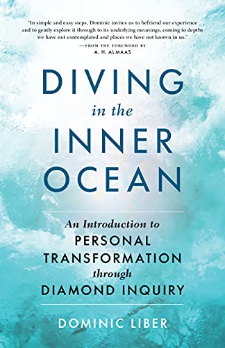 Book cover: āDiving in the Inner Oceanā by Dominic Liber, blue and white.