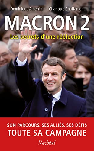 Book cover featuring Emmanuel Macron waving, titled "Macron 2".