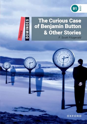 Book cover with clocks, a man, and the title "The Curious Case of Benjamin Button.
