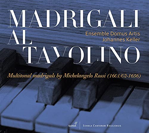 CD cover for "Madrigali al Tavolino" by Michelangelo Rossi, featuring a piano.
