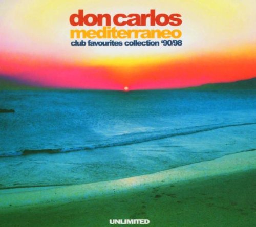 CD cover for Don Carlos’ “Mediterraneo” with a beach sunset scene.
