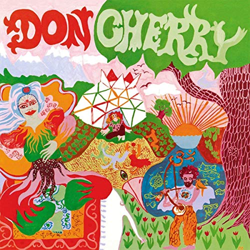 "Album cover art for 'Don Cherry - Organic Music Society' featuring psychedelic illustrations."