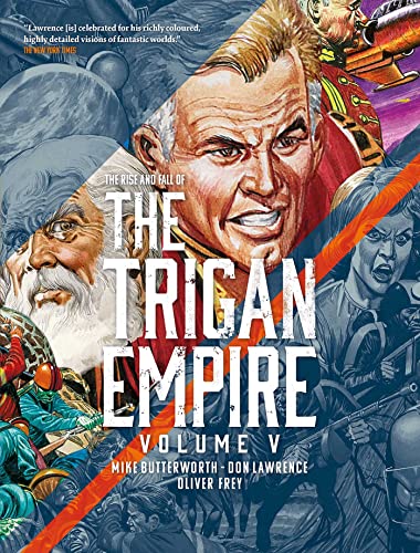 Comic book cover featuring a stern man’s face and futuristic figures.