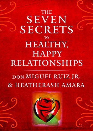 Red book cover with white text: "The Seven Secrets to Healthy, Happy Relationships.