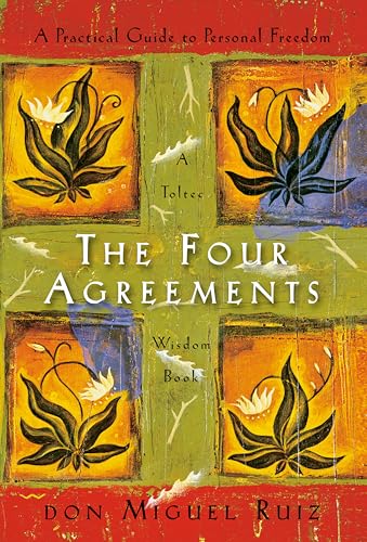 Book cover featuring four floral illustrations on a textured green, red, and orange background.