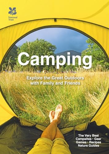 Book cover: "Camping" with a view from inside a yellow tent.