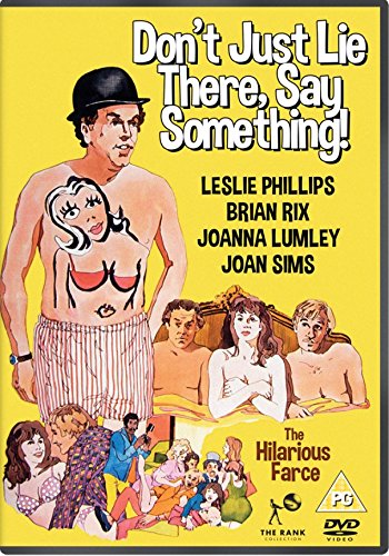 DVD cover art for "Don't Just Lie There, Say Something" with cartoon illustrations on a yellow background.