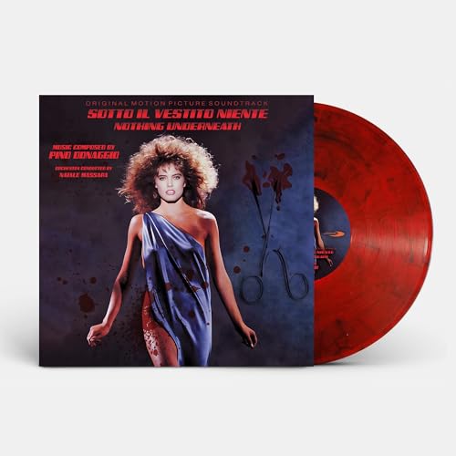 Vinyl record for "Sotto Il Vestito Niente" soundtrack with woman on cover.