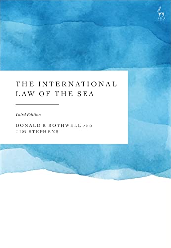 Book cover with blue watercolor background and white text titled The International Law of the Sea.