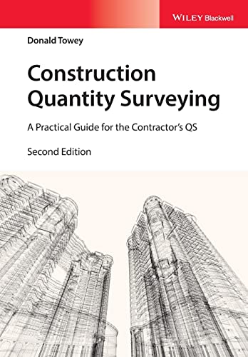 Book cover: "Construction Quantity Surveying" second edition, with building sketches.