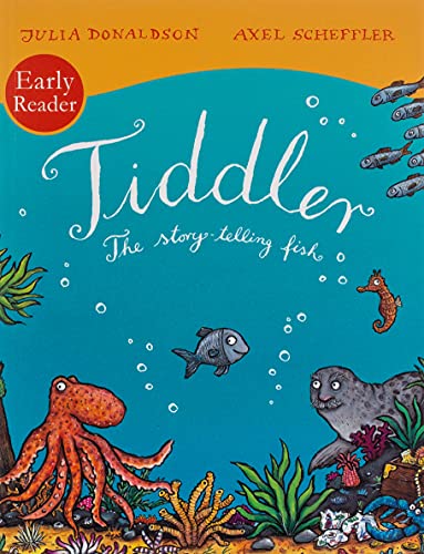 Cover of the children's book Tiddler featuring an octopus, seal, and fish underwater.