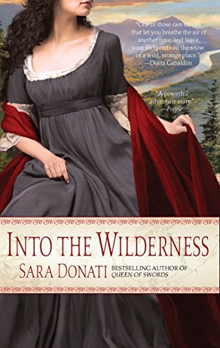 Book cover: woman in dark dress, mountains in background, title "Into the Wilderness".