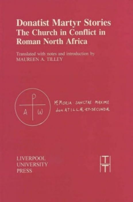 Red book cover with white text: "Donatist Martyr Stories" and a circular symbol.