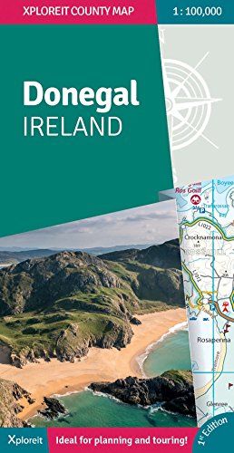 County Donegal, Ireland map cover featuring mountains, coastline, and map detail.