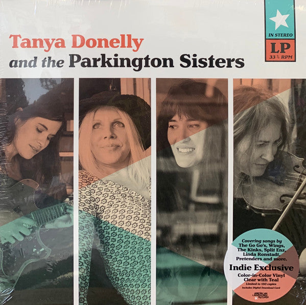 Vinyl record cover featuring four women with guitars and a teal color scheme.