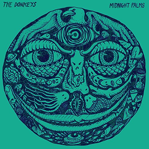 Circular album art with intricate blue and black psychedelic illustration.