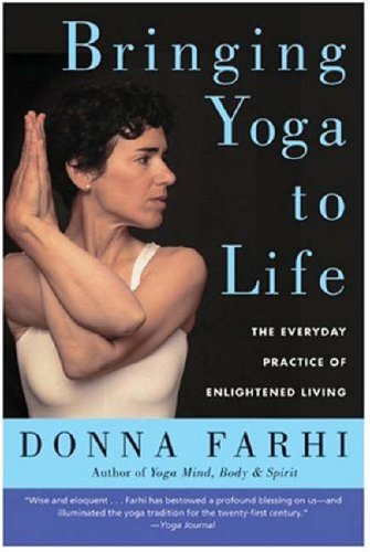 Book cover: woman in yoga pose, title “Bringing Yoga to Life.”