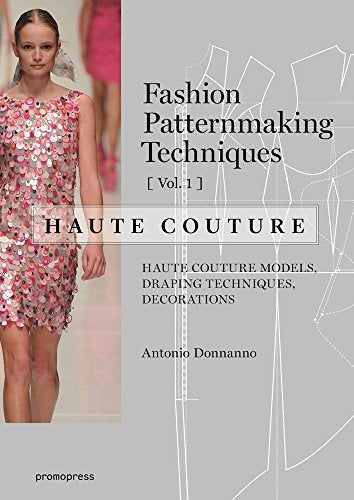 Book cover featuring a model in a sequined dress next to a pattern diagram.