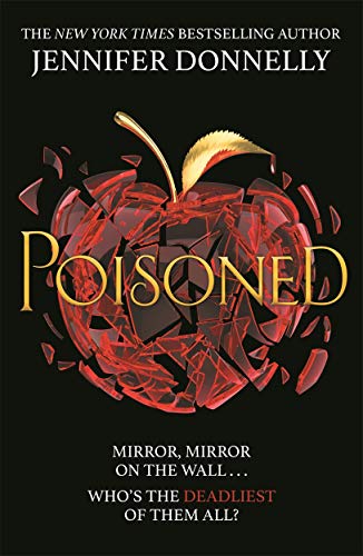 Book cover: “Poisoned” with a shattered red apple and gold lettering.