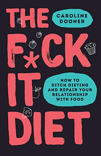 Book cover with bold red text, illustrations of food, and author Caroline Dooner.