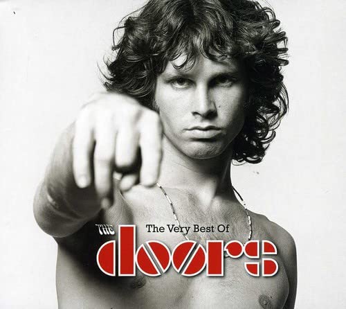 Black and white portrait of Jim Morrison, album cover for The Doors.