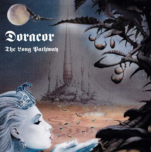 CD cover: fantasy landscape with a woman’s profile, birds, and castle.