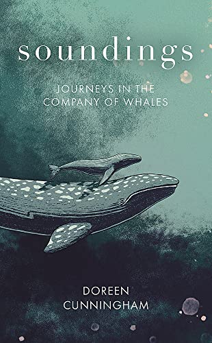 Book cover: "Soundings" with illustration of whales in dark blue water.