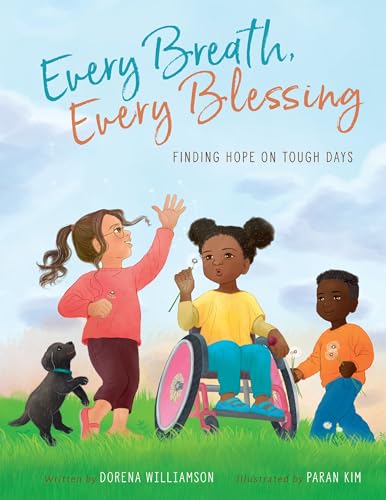 Book cover with children, one in a wheelchair, on a grassy field.