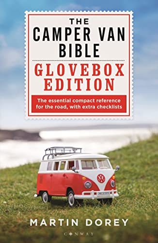 Small camper van book cover with a miniature red VW camper van.