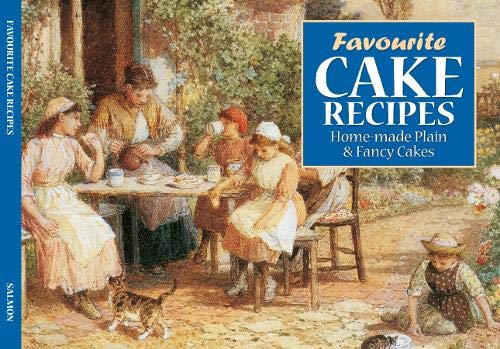 Book cover: “Favourite Cake Recipes” with a vintage painting of people outdoors.