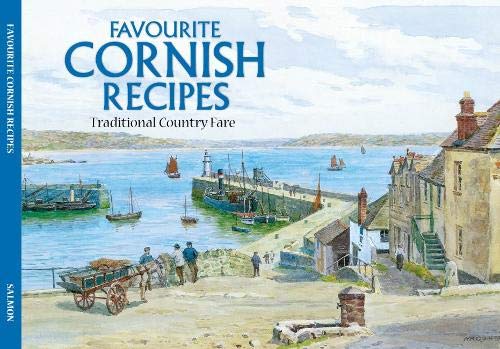 Cookbook cover with a coastal scene, titled “Favourite Cornish Recipes”.