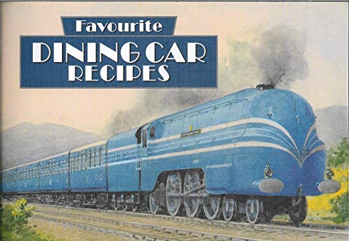 Book cover with blue steam train illustration and “Dining Car Recipes” title.