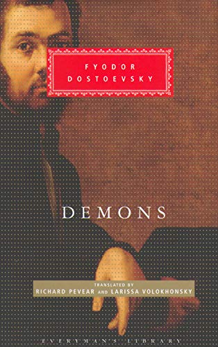 Book cover for “Demons” by Fyodor Dostoevsky with a portrait.