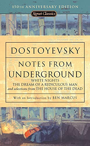 Book cover for Dostoevsky's Notes From Underground with a painting of a bedroom interior.
