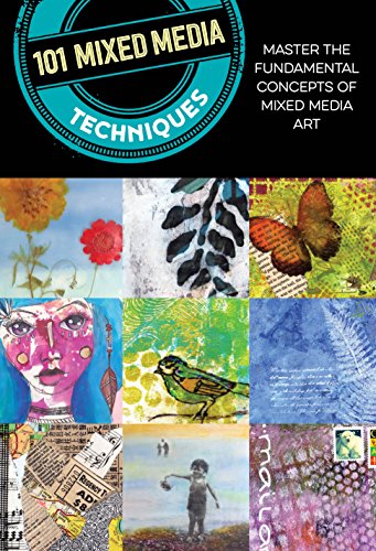 Book cover titled 101 Mixed Media Techniques featuring a collage of various artistic styles.