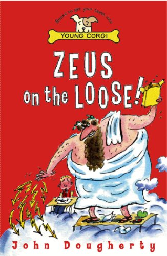 Cartoon illustration of Zeus in a toga casting lightning bolts above a school desk.