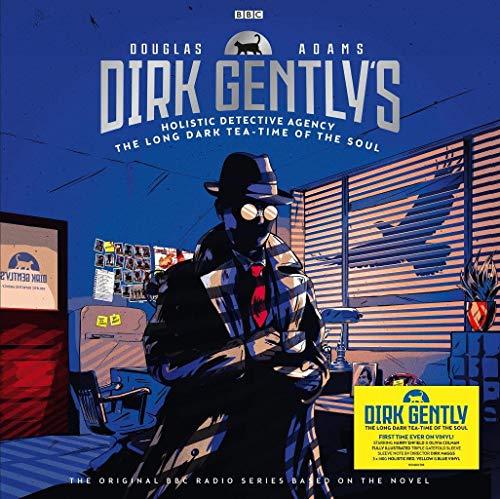 Dirk Gently vinyl record cover featuring a detective silhouetted in stripes.