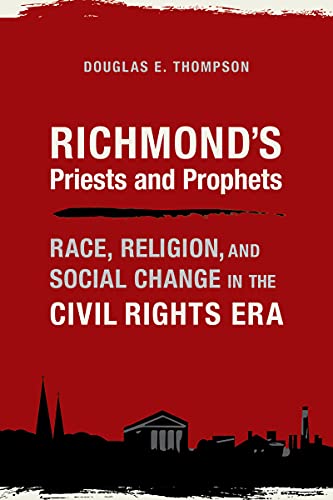 Book cover: “Richmond’s Priests and Prophets” with a red background and city skyline.