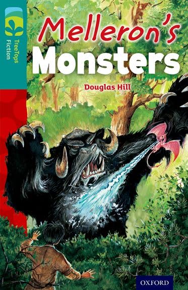 Book cover: a large, dark monster looms over a child in a forest.