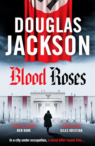 Book cover: "Blood Roses" with a silhouetted figure before a building.