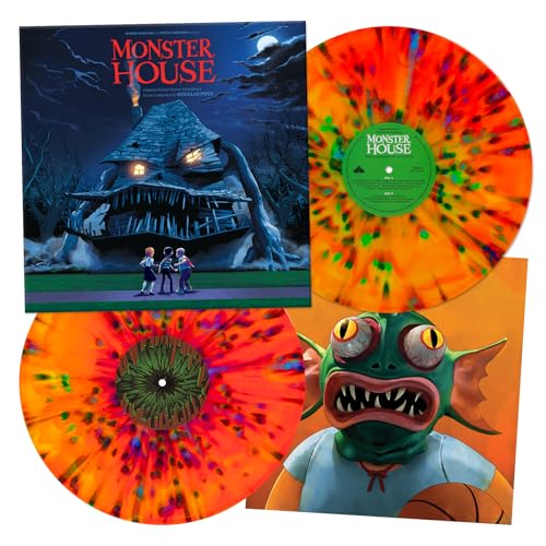 Monster House vinyl record set featuring the album cover, two colorful splatter discs, and artwork.