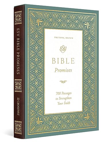 Brown and teal decorative Bible with gold lettering, titled “Bible Promises”.