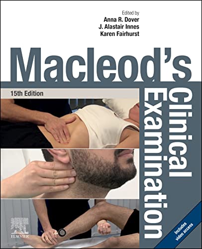Book cover: "Macleod's Clinical Examination," 15th edition, with medical images.