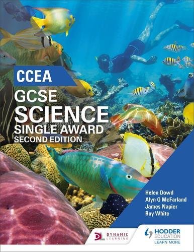 Textbook cover: "CCEA GCSE Single Award Science" with coral reef image.