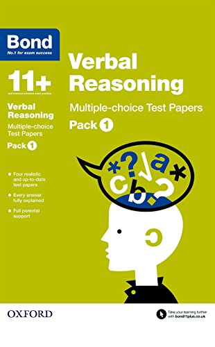 Green book cover for Bond 11+ Verbal Reasoning test papers, Pack 1.