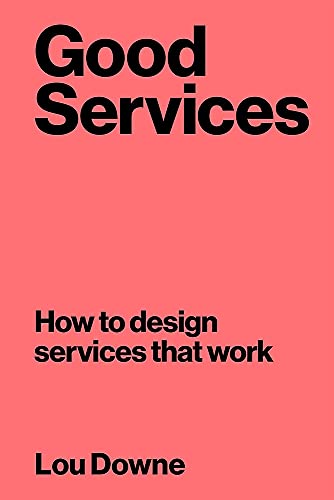 Book cover with a salmon pink background and black text reading Good Services.