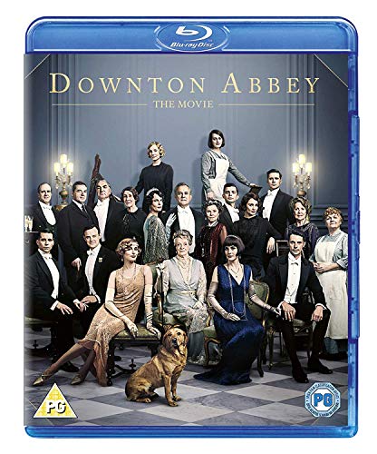 Downton Abbey" movie Blu-ray cover featuring a large group portrait.